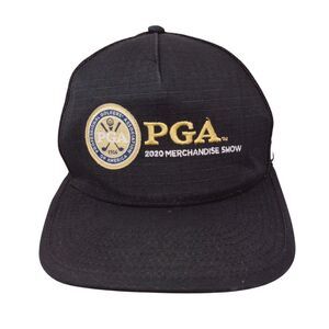 PGA 2020 Merchandise Show Snapback Mesh Back Trucker Hat Black OSFA Embroidered